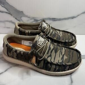 Hey Dude Men's Mossy Oak OBL Wally Shoes Sz 12 Slip-On Comfort Hunt Camo